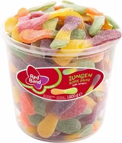 Red Band Zure Tongen 1 Pot à 100 Stuks Snoep - Zacht Snoep - Zure Winegums Met Fruitsmaak -Eten En Drinken 1027x1200 2