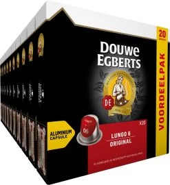 Bestsellers 22 Douwe Egberts Lungo Original Koffiecups - Intensiteit 6/12 - 10 X 20 Capsules