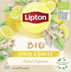 Lipton Ginger & Lemon Kruidenthee, Met De Vurige Smaak Van Gember En Frisheid Van Citroen - 4 X 20 Zakjes - PL-EKO-03 -Eten En Drinken 1180x1200 1