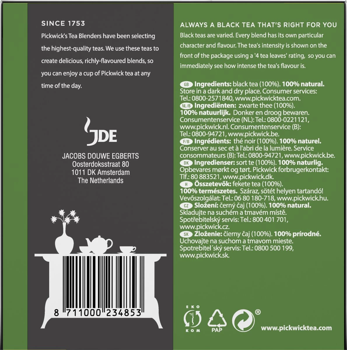 Pickwick English Zwarte Thee - 6 X 40 Zakjes - Extra Grote Verpakking 5 Pickwick English Zwarte Thee - 6 X 40 Zakjes - Extra Grote Verpakking - Afbeelding 3
