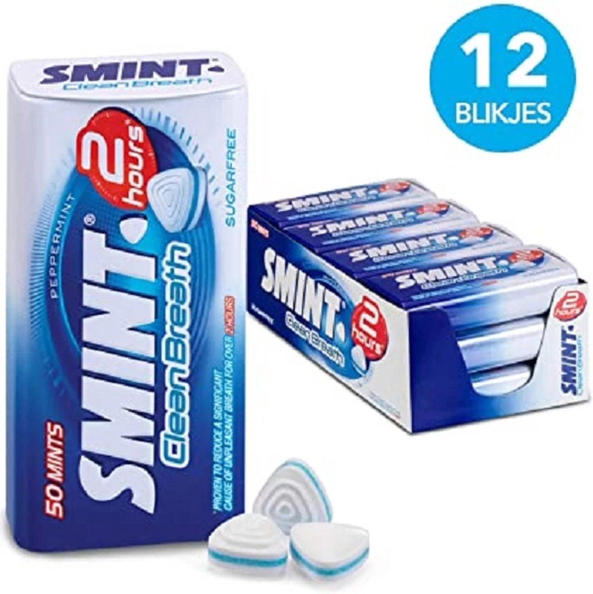 Smint Clean Breath Peppermint Pepermunt Snoep - Verfrissing - Suikervrij - 12 Blikjes 3 Smint Clean Breath Peppermint Pepermunt Snoep - Verfrissing - Suikervrij - 12 Blikjes