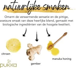 Pukka Lemon Ginger & Manuka Honey Thee, Met Gember, Citroen En Honing - 4 X 20 Zakjes - GB-BIO-05 -Eten En Drinken 1200x1077
