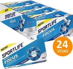 Sportlife Boost Focus 24 Pakjes à 18 G Suikervrije Kauwgom - Frisse Boost Kauwgom Met Vitamine B3 En B6