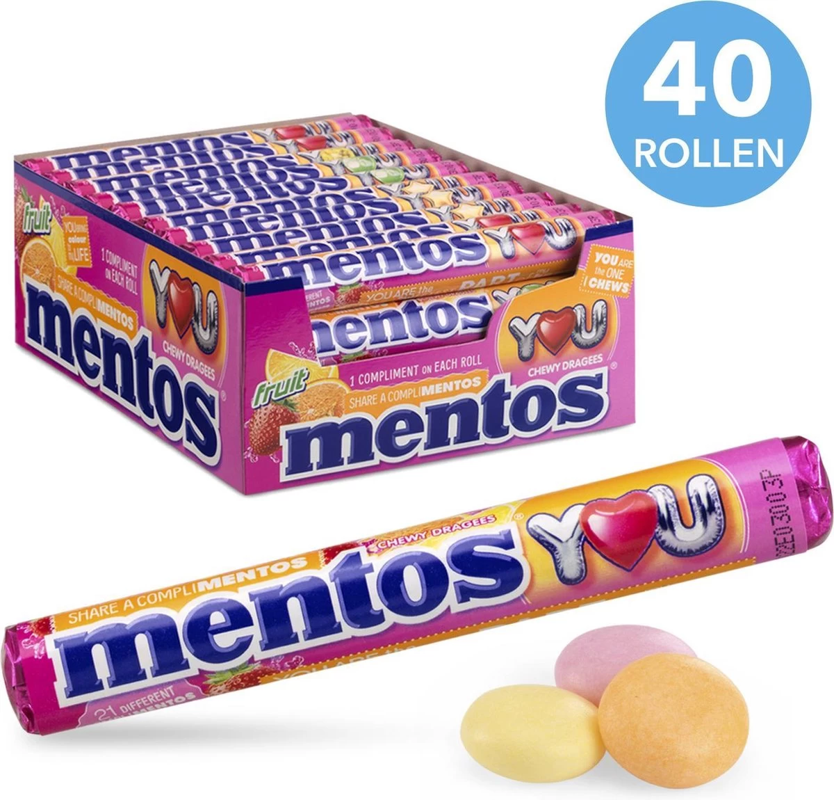 Mentos Fruit Snoep - 40 Rollen 3 Mentos Fruit Snoep - 40 Rollen