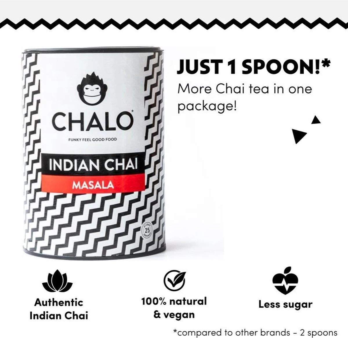 CHALO Prijswinnende Masala Chai Latte - Indische Vegan Chai - Zwarte Assam Thee - 25 Porties/ 300GR 4 CHALO Prijswinnende Masala Chai Latte - Indische Vegan Chai - Zwarte Assam Thee - 25 Porties/ 300GR - Afbeelding 2
