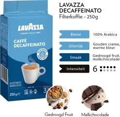 Lavazza Caffe Decaffeinato Filterkoffie - 250 Gram X8 -Eten En Drinken 1200x1177 3