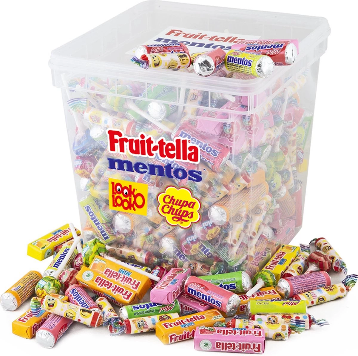 Mentos, Fruit-tella, Look-O-Look & Chupa Chups Mix Of Mini's XL - 2540g - Ca. 275 Stuks 3 Mentos, Fruit-tella, Look-O-Look & Chupa Chups Mix Of Mini's XL - 2540g - Ca. 275 Stuks