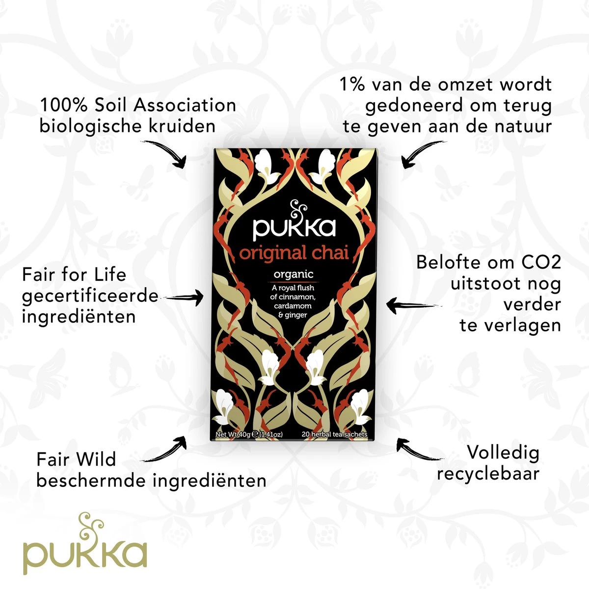 Pukka Original Chai Thee, Met Kaneel, Gember En Kardemom - 4 X 20 Zakjes - GB-BIO-05 5 Pukka Original Chai Thee, Met Kaneel, Gember En Kardemom - 4 X 20 Zakjes - GB-BIO-05 - Afbeelding 3