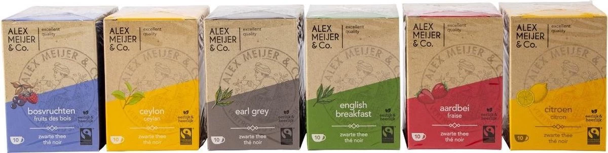 Thee Assortiment Verschillende Smaakjes 60 Theezakjes 2 Gram Alex Meijer Fair Trade 4 Thee Assortiment Verschillende Smaakjes 60 Theezakjes 2 Gram Alex Meijer Fair Trade - Afbeelding 2
