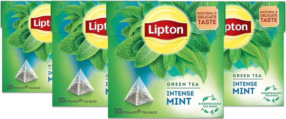 Lipton Intense Mint Groene Thee, Met De Verfrissende Smaak Van Groene Thee En Echte Muntblaadjes - 4 X 20 Zakjes - PL-EKO-03 3 Lipton Intense Mint Groene Thee, Met De Verfrissende Smaak Van Groene Thee En Echte Muntblaadjes - 4 X 20 Zakjes - PL-EKO-03