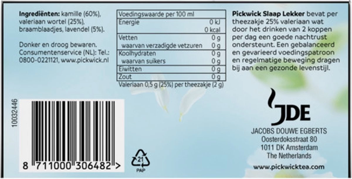 Pickwick Slaap Lekker Kruidenthee - Cafeïnevrij - 4 X 20 Zakjes 5 Pickwick Slaap Lekker Kruidenthee - Cafeïnevrij - 4 X 20 Zakjes - Afbeelding 3