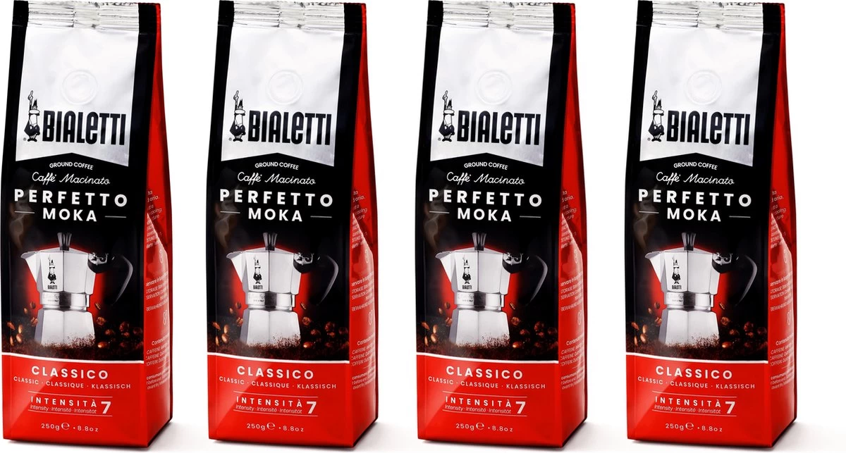 Bialetti Moka Classico Gemalen Koffie - 4 X 250 Gram 3 Bialetti Moka Classico Gemalen Koffie - 4 X 250 Gram