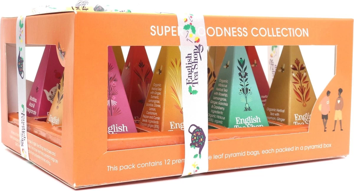 Biologisch Theegeschenk – Super Goodness Tea Collectie - Thee Cadeau - Thee Geschenkset - Cadeaupakket - 12 Piramidezakjes – 6 Verschillende Theesmaken 4 Biologisch Theegeschenk – Super Goodness Tea Collectie - Thee Cadeau - Thee Geschenkset - Cadeaupakket - 12 Piramidezakjes – 6 Verschillende Theesmaken - Afbeelding 2