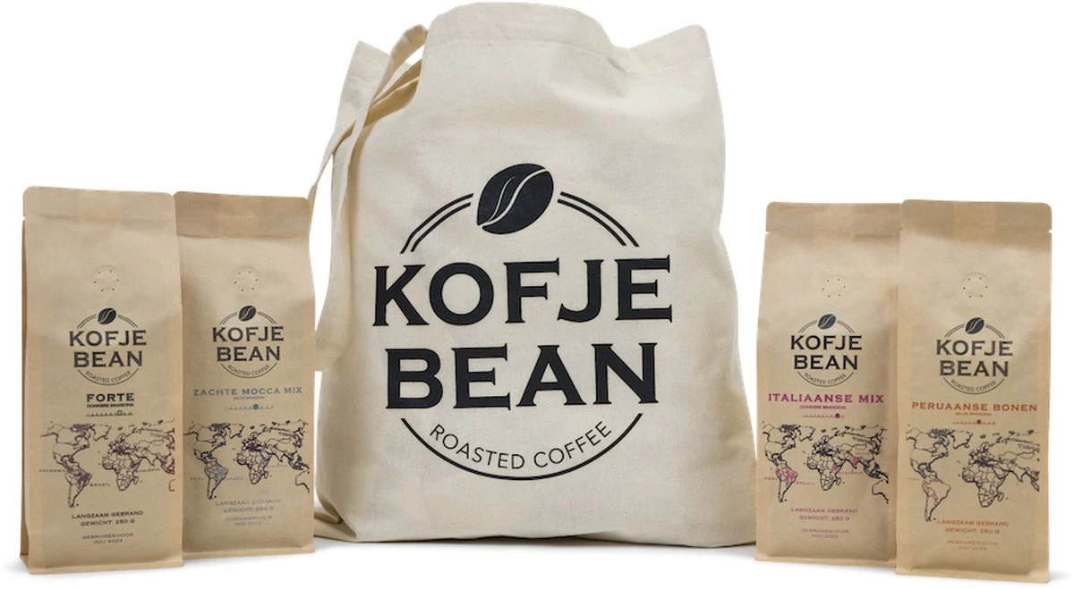 Kofjebean - 'proef Alle Koffiebonen' Pakket - 4 X 250 Gram Koffiebonen 3 Kofjebean - 'proef Alle Koffiebonen' Pakket - 4 X 250 Gram Koffiebonen
