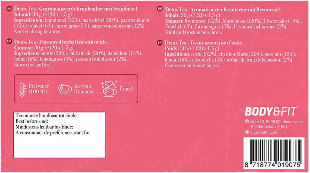 Body & Fit Detox Thee - Dieetvoeding / Dieet Drank - Natuurlijke Kruiden - 30 Gram - 20 Stuk 4 Body & Fit Detox Thee - Dieetvoeding / Dieet Drank - Natuurlijke Kruiden - 30 Gram - 20 Stuk - Afbeelding 2