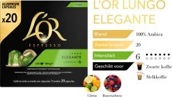 L'OR Lungo Elegante Koffiecups - Intensiteit 6/12 - 10 X 20 Capsules 18 L'OR Lungo Elegante Koffiecups - Intensiteit 6/12 - 10 X 20 Capsules -Eten En Drinken 1200x677 2