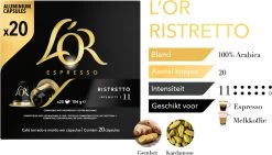 L'OR Espresso Ristretto Koffiecups - Intensiteit 11/12 - 10 X 20 Capsules -Eten En Drinken 1200x685