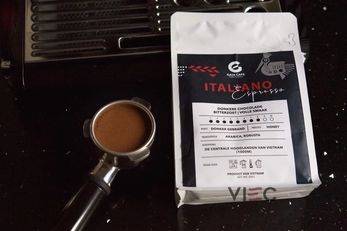 Italiano Espresso Honey Process Vietnamese Koffiebonen Aanbieding 250g GAIA Cafe 7 Italiano Espresso Honey Process Vietnamese Koffiebonen Aanbieding 250g GAIA Cafe - Afbeelding 5