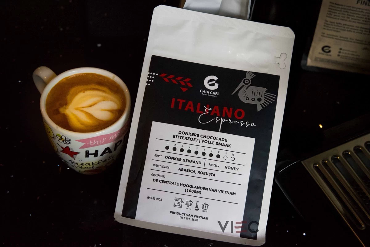 Italiano Espresso Honey Process Vietnamese Koffiebonen Aanbieding 250g GAIA Cafe 11 Italiano Espresso Honey Process Vietnamese Koffiebonen Aanbieding 250g GAIA Cafe - Afbeelding 9