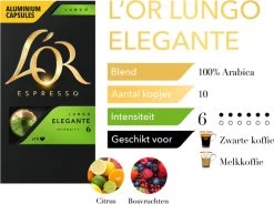 L'OR Lungo Elegante Koffiecups - Intensiteit 6/12 - 10 X 10 Capsules 18 L'OR Lungo Elegante Koffiecups - Intensiteit 6/12 - 10 X 10 Capsules -Eten En Drinken 1200x893