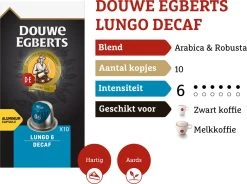 Douwe Egberts Lungo Decaf Koffiecups - Intensiteit 6/12 - 10 X 10 Capsules -Eten En Drinken 1200x895