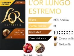 L'OR Lungo Estremo Koffiecups - Intensiteit 10/12 - 10 X 10 Capsules -Eten En Drinken 1200x907