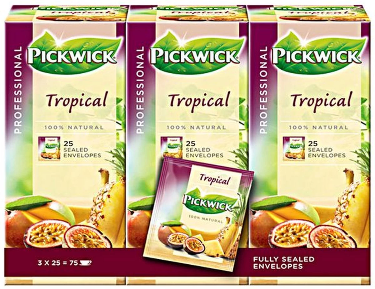 Thee Pickwick Tropical 25x1.5gr Met Envelop - 3 Stuks - 3 Stuks 4 Thee Pickwick Tropical 25x1.5gr Met Envelop - 3 Stuks - 3 Stuks - Afbeelding 2