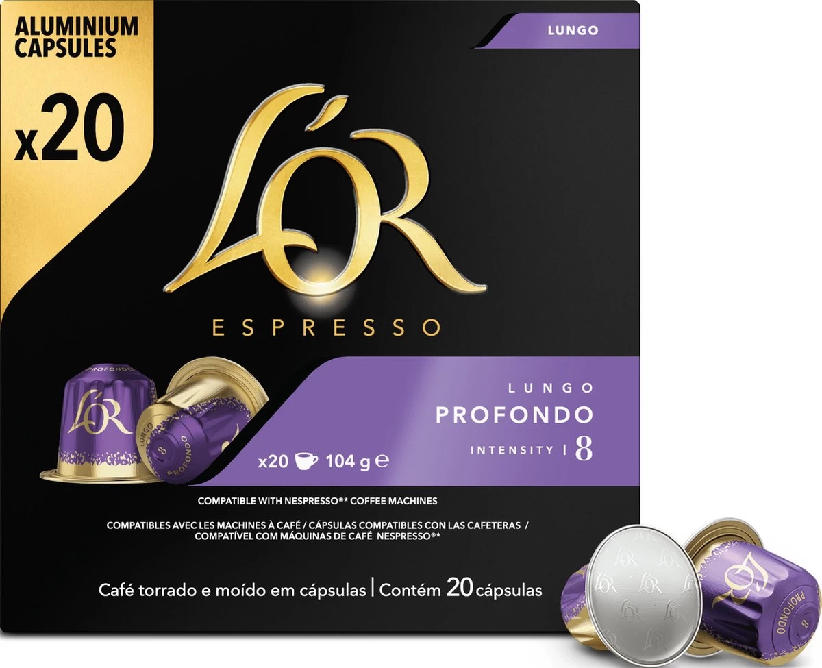 L'OR Lungo Profondo Koffiecups - Intensiteit 8/12 - 10 X 20 Capsules 6 L'OR Lungo Profondo Koffiecups - Intensiteit 8/12 - 10 X 20 Capsules - Afbeelding 4