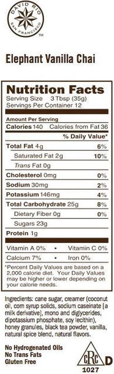 David Rio Chai Latte - Elephant Vanilla Mix - Originele Masala Chai 4 David Rio Chai Latte - Elephant Vanilla Mix - Originele Masala Chai - Afbeelding 2