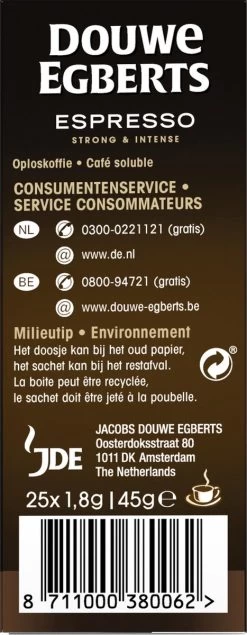 Douwe Egberts Espresso Sticks Oploskoffie - 6 X 25 Zakjes -Eten En Drinken 467x1200