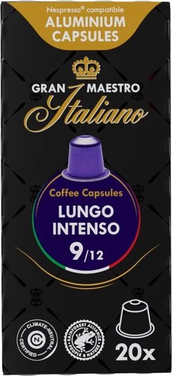Gran Maestro Italiano - Lungo Intenso - Koffiecups - Nespresso Compatibel Capsules - Krachtige Smaak - 6 X 20 Cups -Eten En Drinken 552x1200