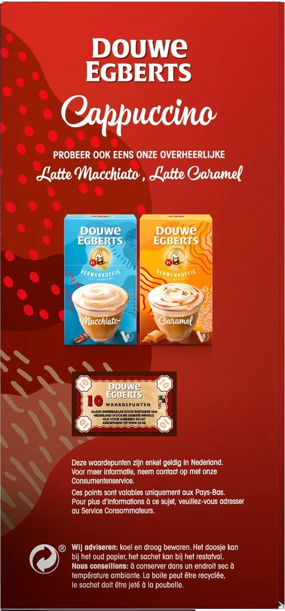 Douwe Egberts Verwenkoffie Cappuccino Oploskoffie - 5 X 10 Zakjes 9 Douwe Egberts Verwenkoffie Cappuccino Oploskoffie - 5 X 10 Zakjes - Afbeelding 7