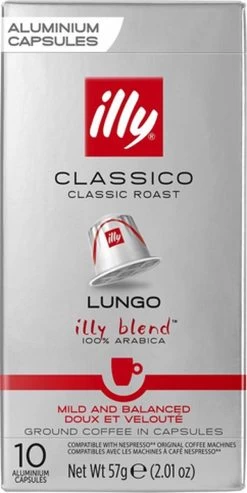 Illy Lungo Classico Koffiecups - Intensiteit 5/9 - 10 X 10 Capsules -Eten En Drinken 601x1200
