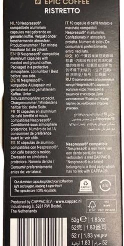 100 Capsules Epic Coffee - Ristretto - Nespresso® Compatible Aluminium Capsules - RFA Keurmerk - Doos 100 Stuks 16 100 Capsules Epic Coffee - Ristretto - Nespresso® Compatible Aluminium Capsules - RFA Keurmerk - Doos 100 Stuks -Eten En Drinken 606x1200 7