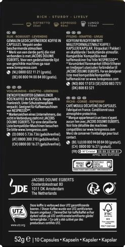 L'OR Espresso Ristretto Decaffeinato - Intensiteit 9/12 - 10 X 10 Capsules 14 L'OR Espresso Ristretto Decaffeinato - Intensiteit 9/12 - 10 X 10 Capsules -Eten En Drinken 607x1200