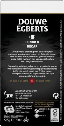 Douwe Egberts Lungo Decaf Koffiecups - Intensiteit 6/12 - 10 X 10 Capsules -Eten En Drinken 607x1200 5