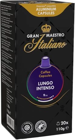 Gran Maestro Italiano - Lungo Intenso - Koffiecups - Nespresso Compatibel Capsules - Krachtige Smaak - 6 X 20 Cups -Eten En Drinken 644x1200 1