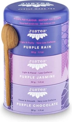 Trio Purple Tea-Justea-Biologisch-Losse Thee-Paarse Thee-Theekado