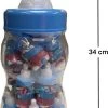 Candy Fun Bottle Feeders - Grote Babyfles Gevuld Met 20 Kleine Baby Flesjes - Blauw - Geboorte Versiering Jongen - Cadeau - Snoep - Traktatie - Spaarpot