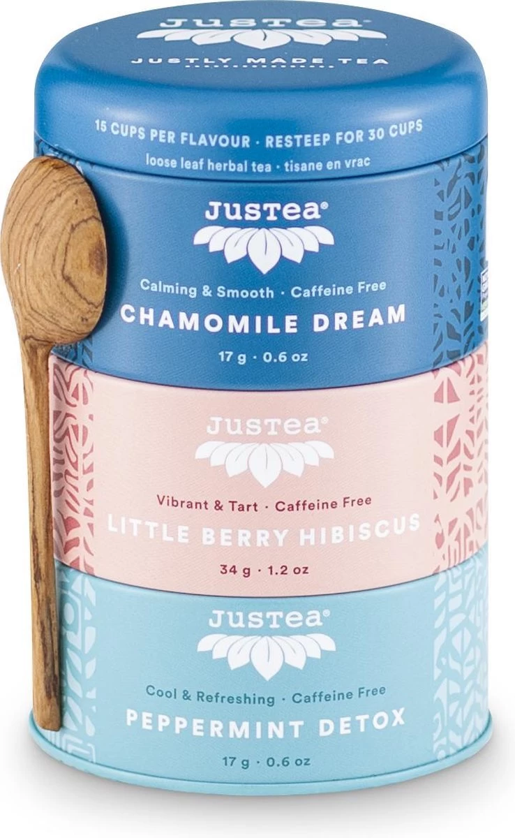 Mixverpakking-Justea-Kruidenthee-Biologisch-Losse Thee-Yoga 3 Mixverpakking-Justea-Kruidenthee-Biologisch-Losse Thee-Yoga