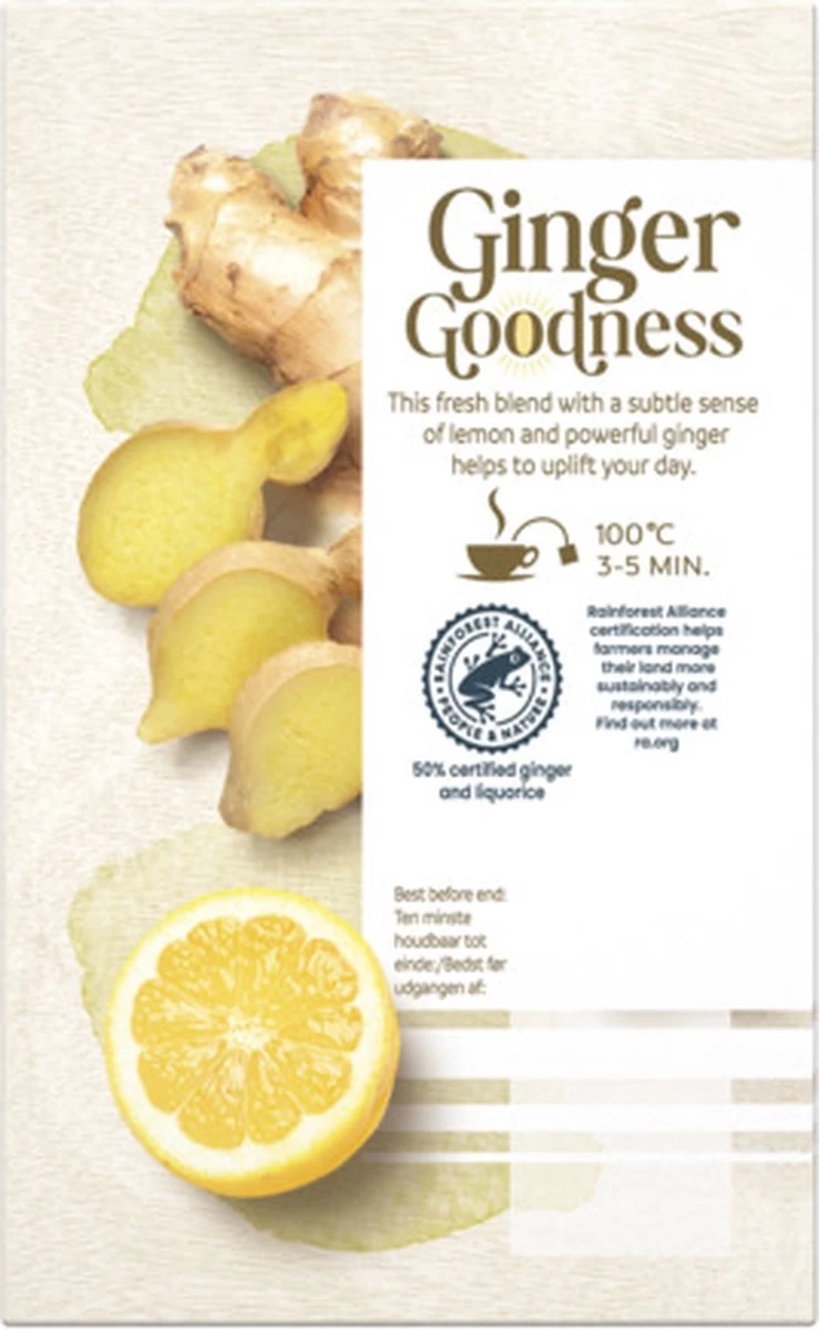 Pickwick Kruidenthee Ginger Goodness Lemon - 4 X 15 Theezakjes 7 Pickwick Kruidenthee Ginger Goodness Lemon - 4 X 15 Theezakjes - Afbeelding 5