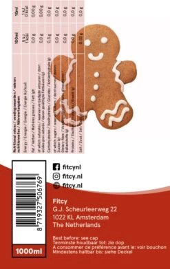 Fitcy | Koffiesiroop | Gingerbread | Barista Syrup | Zero | Vegan | Vetvrij | Suikervrij | Keto-vriendelijk | Koffie | Siroop | MET DOSEERPOMP | 1L -Eten En Drinken 759x1200