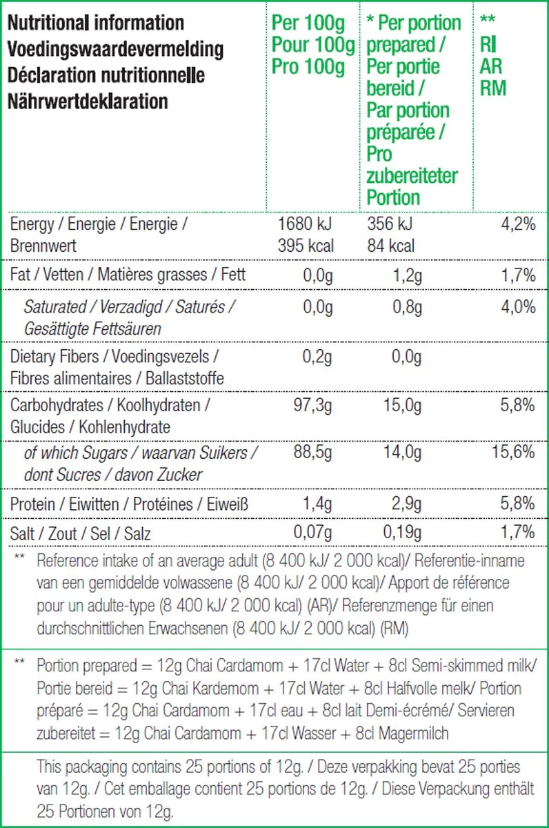 CHALO Cardamom Chai Latte - Indische Vegan Chai - Zwarte Assam Thee - 25 Porties/ 300GR 7 CHALO Cardamom Chai Latte - Indische Vegan Chai - Zwarte Assam Thee - 25 Porties/ 300GR - Afbeelding 5