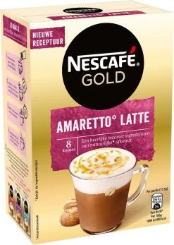 Nescafé Gold Amaretto Latte Oploskoffie - 6 Doosjes à 8 Zakjes -Eten En Drinken 855x1200 4