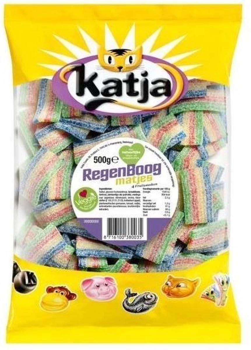 Katja Zure Regenboog Matjes 500 Gram Zuur Snoepje En Vrij Van Dierlijke Gelatine - Natuurlijke Ingrediënten 4 Katja Zure Regenboog Matjes 500 Gram Zuur Snoepje En Vrij Van Dierlijke Gelatine - Natuurlijke Ingrediënten - Afbeelding 2