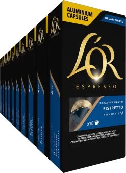 Bestsellers 17 L'OR Espresso Ristretto Decaffeinato - Intensiteit 9/12 - 10 X 10 Capsules