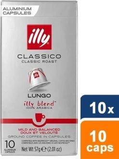 Illy Lungo Classico Koffiecups - Intensiteit 5/9 - 10 X 10 Capsules -Eten En Drinken 904x1200