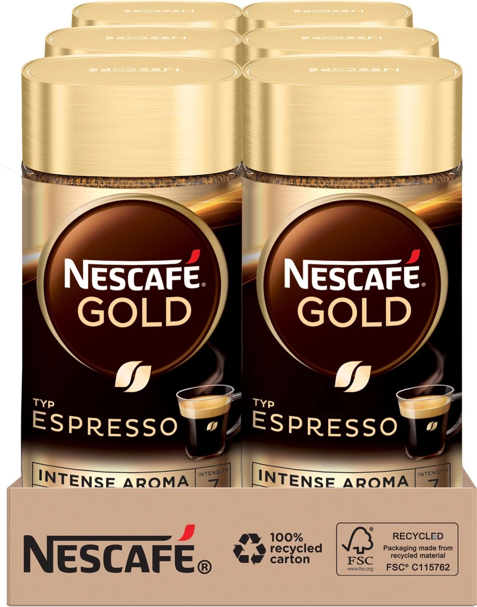 Nescafé Gold Espresso Oploskoffie - 6 Potten à 100 Gram 3 Nescafé Gold Espresso Oploskoffie - 6 Potten à 100 Gram